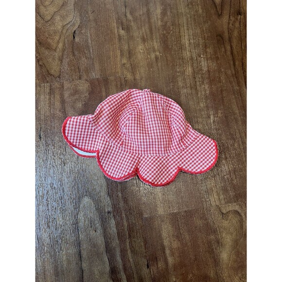 American Girl Bitty Baby Fun In The Sun Set - Overalls & Hat - Red Gingham - Picture 4 of 5